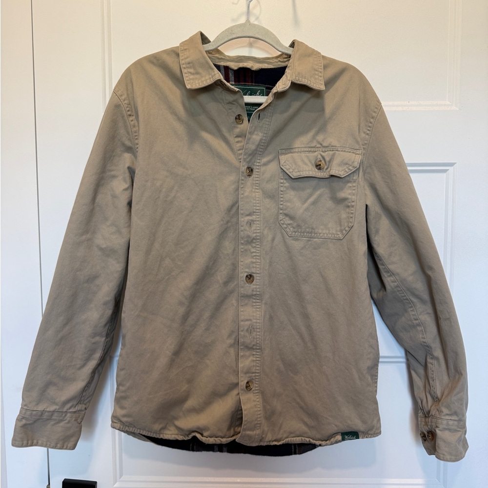 Woolrich Green Label Lined Shirt Jacket Khaki Tan Button Up Men’s